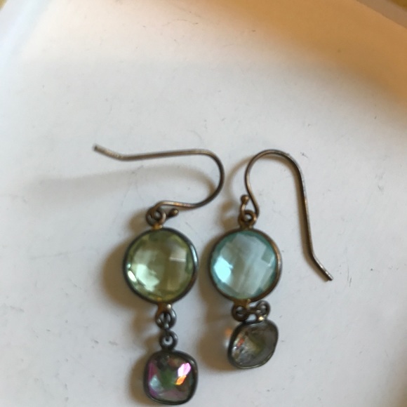 Gemstone Drop Mismatch Earrings - Picture 3 of 4